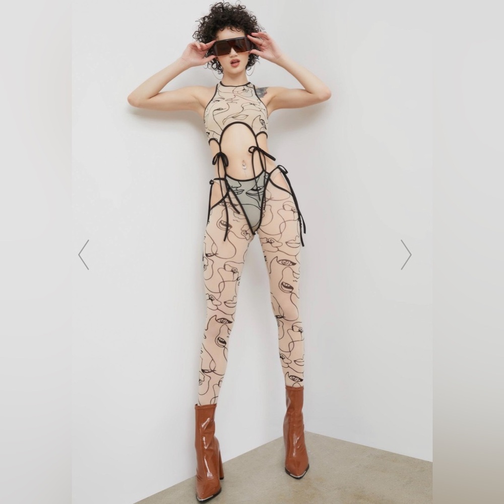 K Toö “Everyone You Know” Mesh Face Catsuit | Size M | Festival/Rave Wear